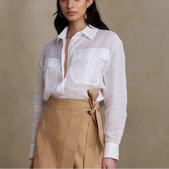 Banana Republic Tall Sheer Ramie Linen Shirt - Picture 4 of 12